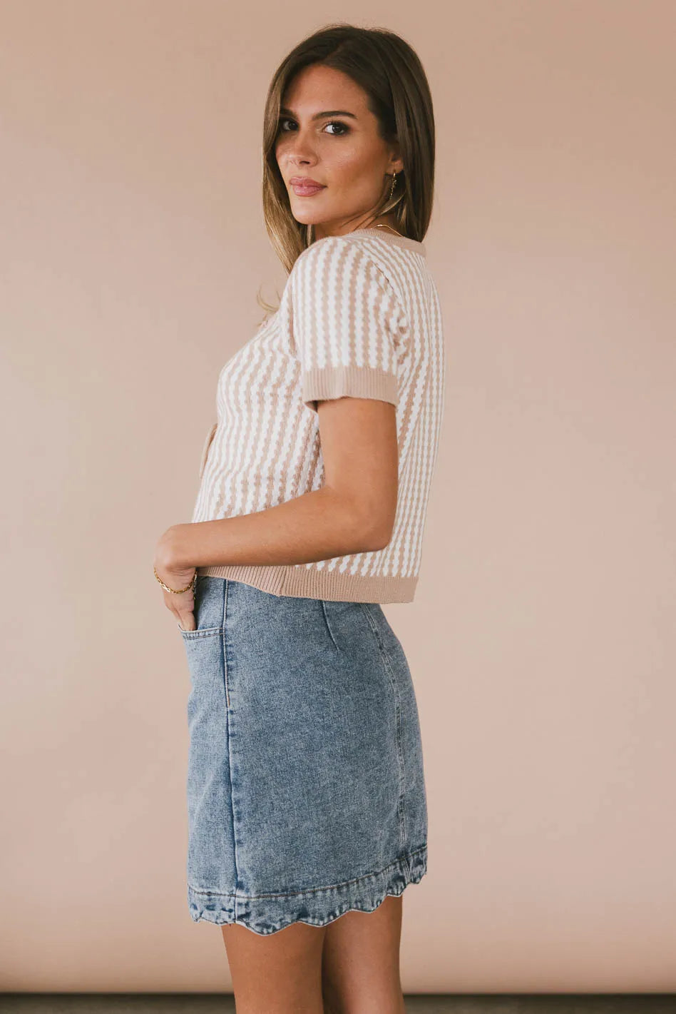 Medium wash denim skirt