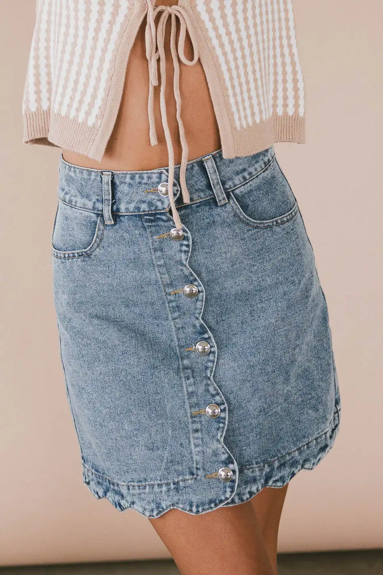 High rise denim skirt