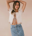 Front ties top in taupe