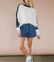 colorblock sweater with shorts