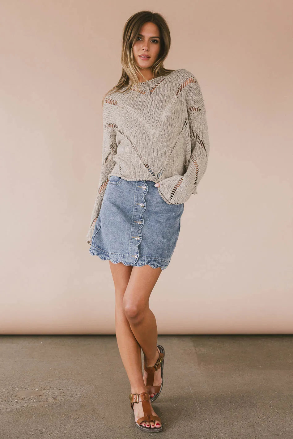 Long sleeves top in taupe