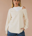 Cut shoulder top in yellow