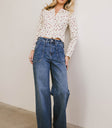 dark wash wide leg denim