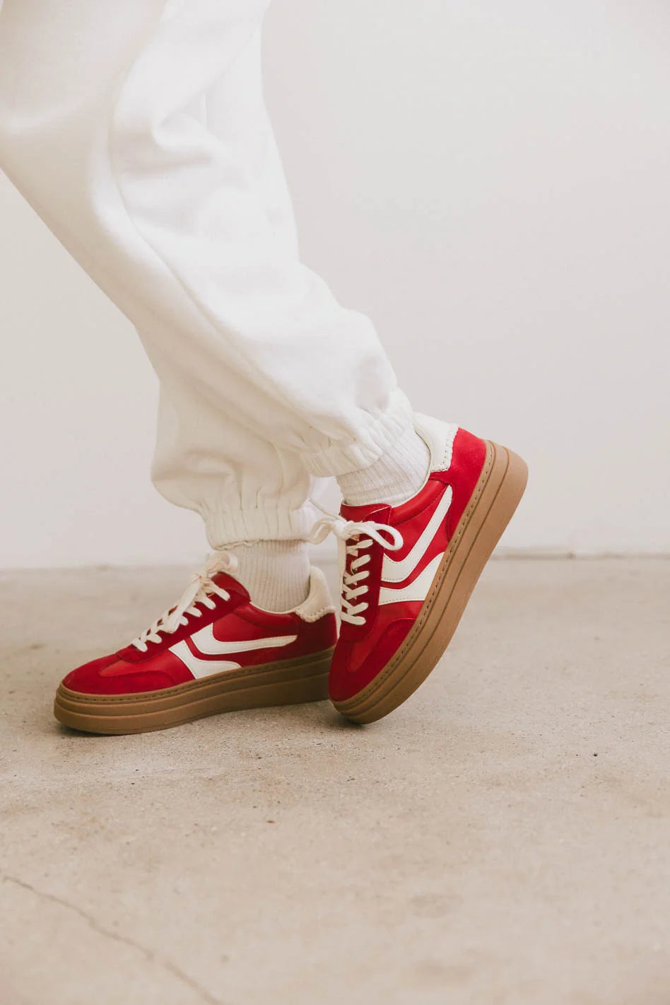 red platform sneakers