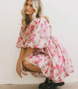 Puff floral mini dress in multi color