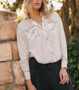Two hand pockets floral blouse