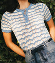Round neck crocheted top in blue
