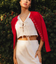 Long sleeves cardigan in red