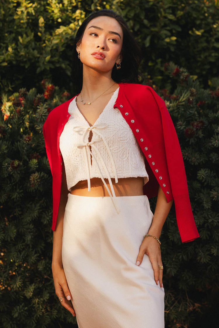 Long sleeves cardigan in red