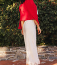 Plain color cardigan in red