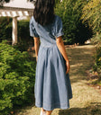 Plain color denim dress in medium wash