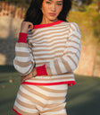 Knit short in striped brown