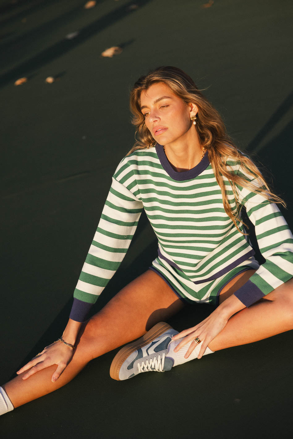 Striped top in green