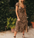 Meradith Leopard Print Midi Dress