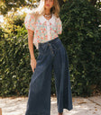 Wide leg denim in medium wash