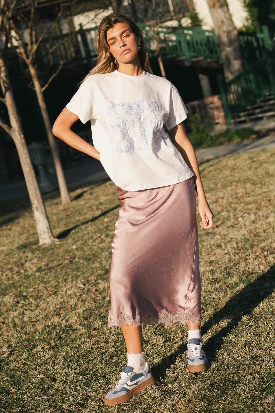 Midi mauve skirt