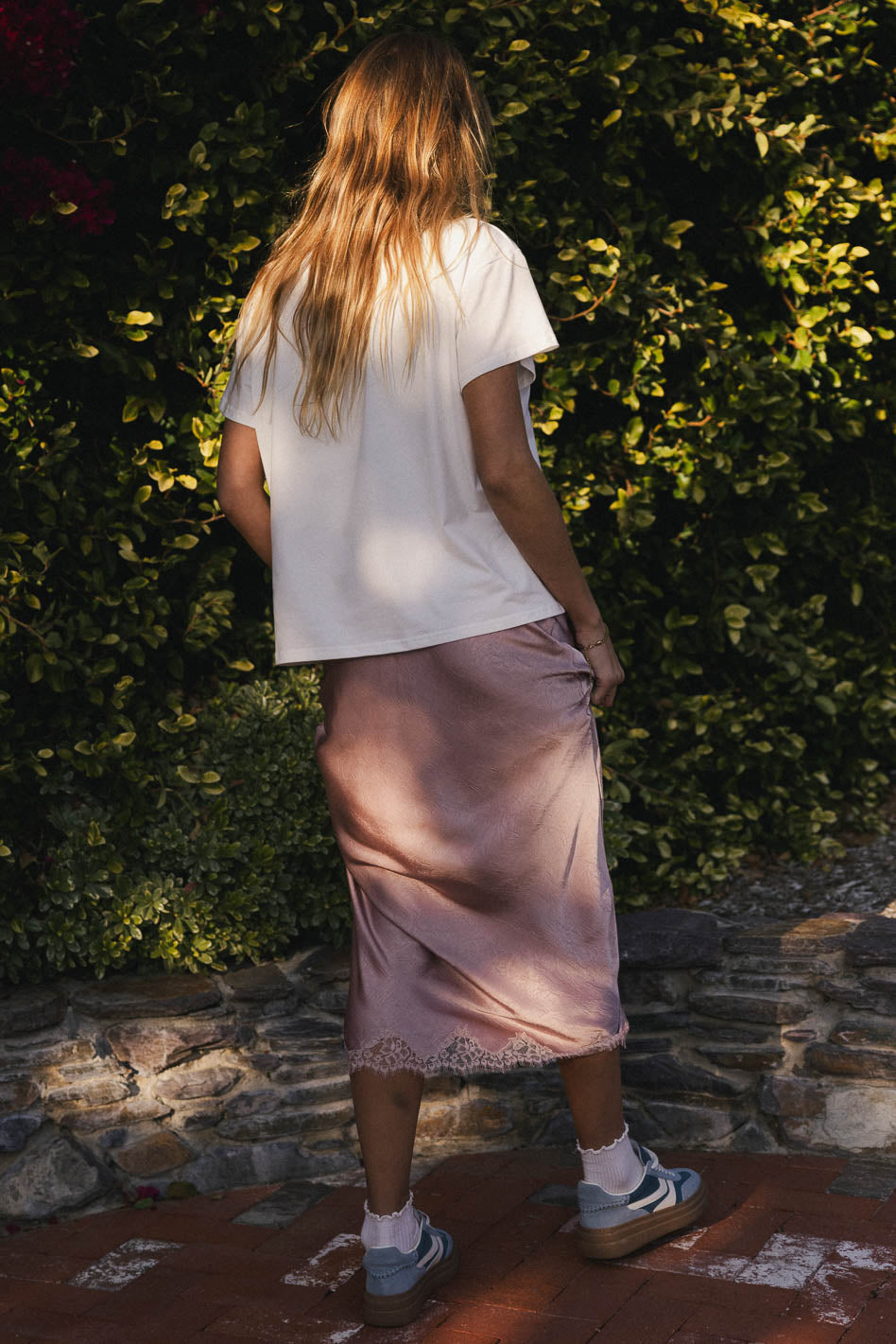 Plain color skirt in mauve