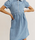 Collared dress in medium wash