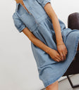 Front zipper top dress in denim