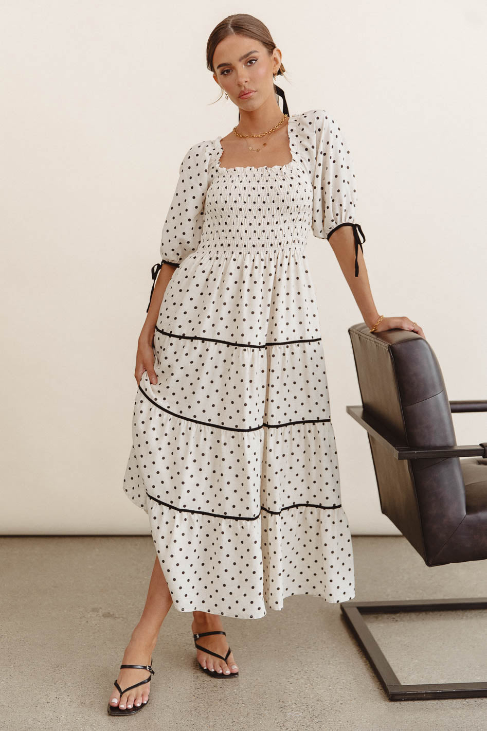 Elastic top dress in cream