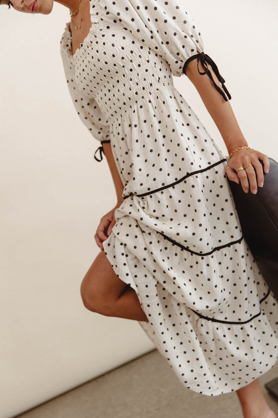 Polka dot dress in cream