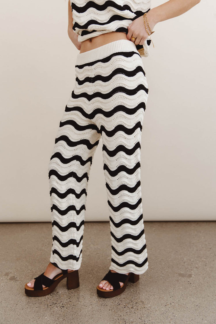Knit pants in striped black