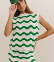 Short sleeves striped top in green