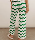 Plain color striped pants in green