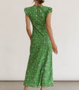 short sleeve floral dress in green