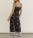 Embroidered flowers jumpsuit in black