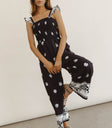 Two straps shoulder jumpsuit in black