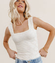 Square neck top in cream