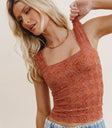 Embroidered top in terracotta