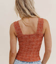 Plain color top in terracotta