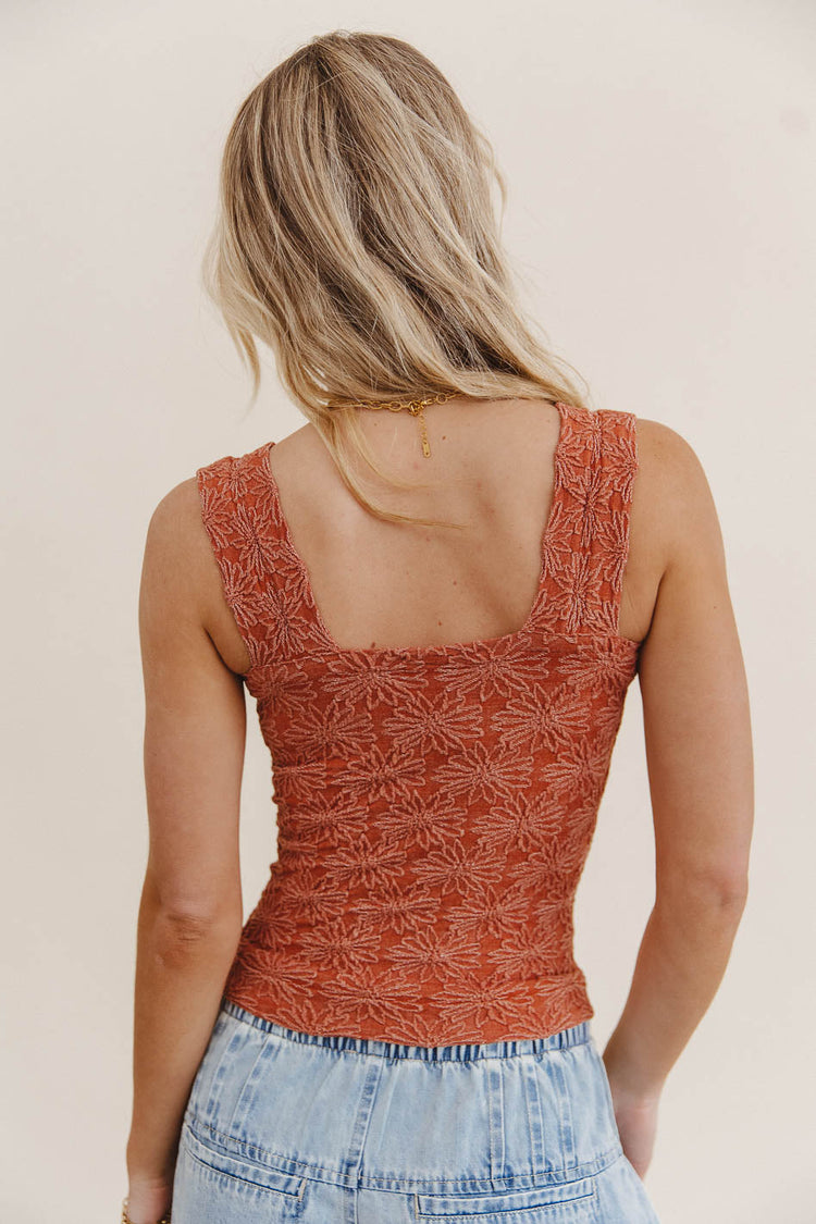 Plain color top in terracotta