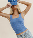 Knit top in cobalt blue