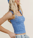 Sleeveless top in cobalt blue