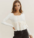 Round neck top in ivory