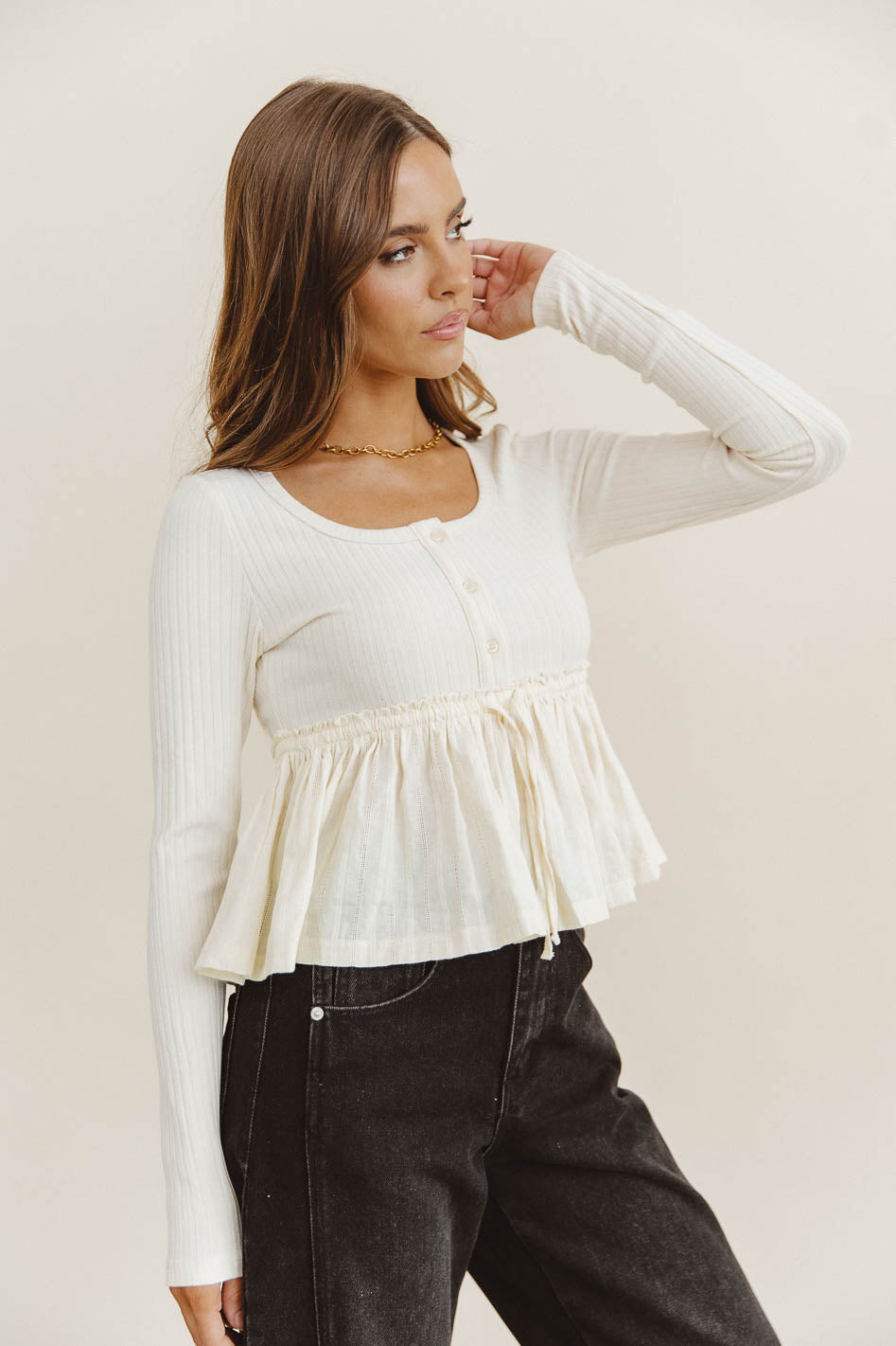 Long sleeves top in ivory