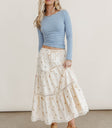 Woven floral skirt in cream