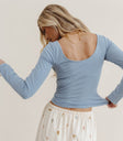 U-Neck back top in blue