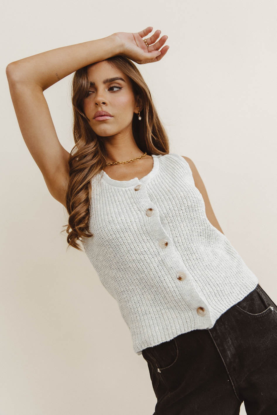 Short sleeves vest sweater in grey