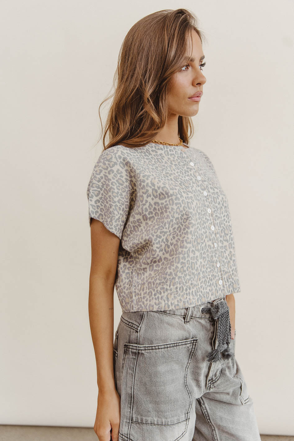 Knit top in leopard print