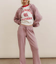 Elastic waist pants in mauve