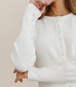 Button cuffs sleeves top in white