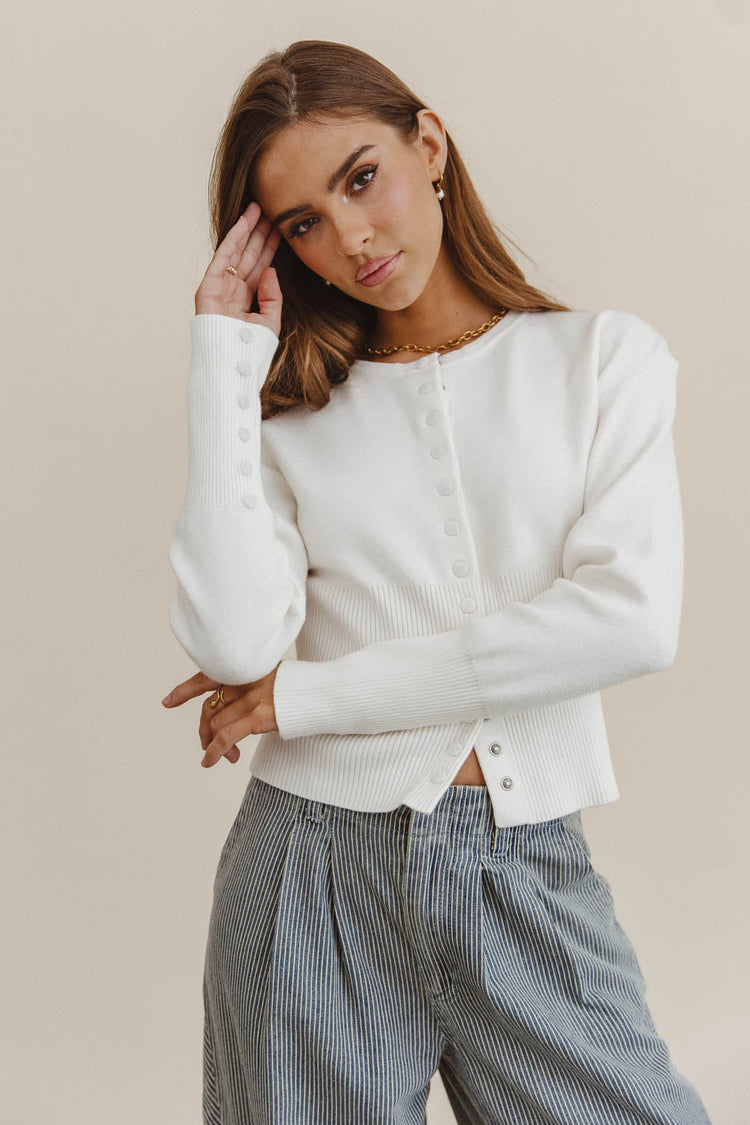 Button up white sweater