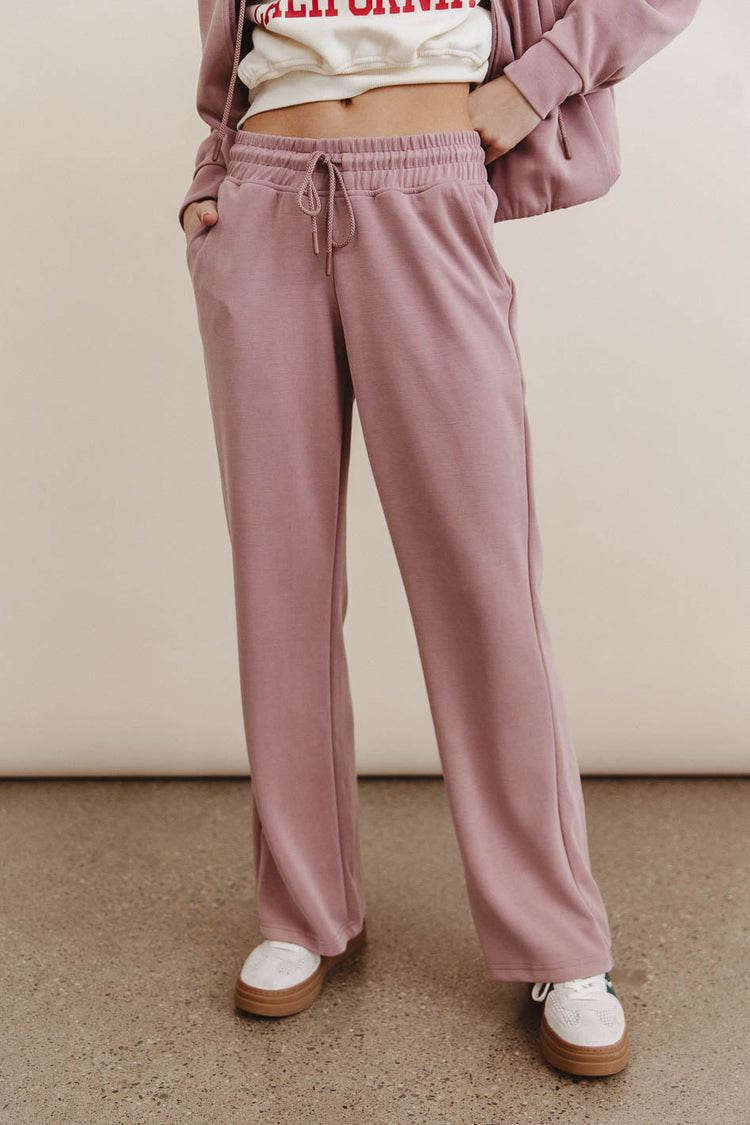 Elastic waist pants in mauve