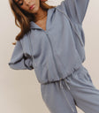 Knit hoodie in blue