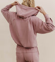 Knit hoodie in mauve