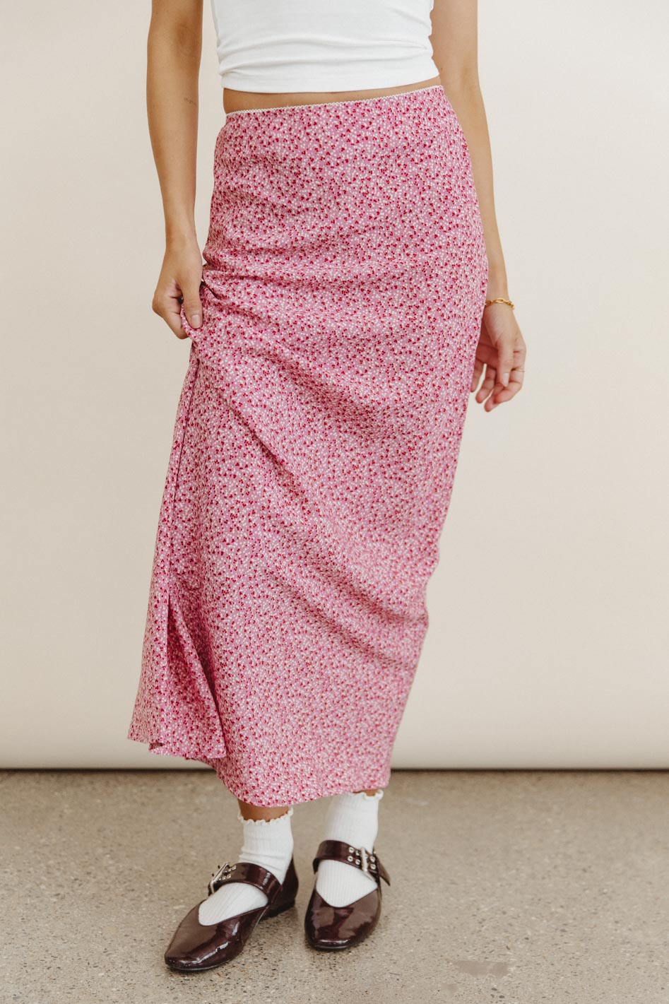 Elastic waist skirt n pink